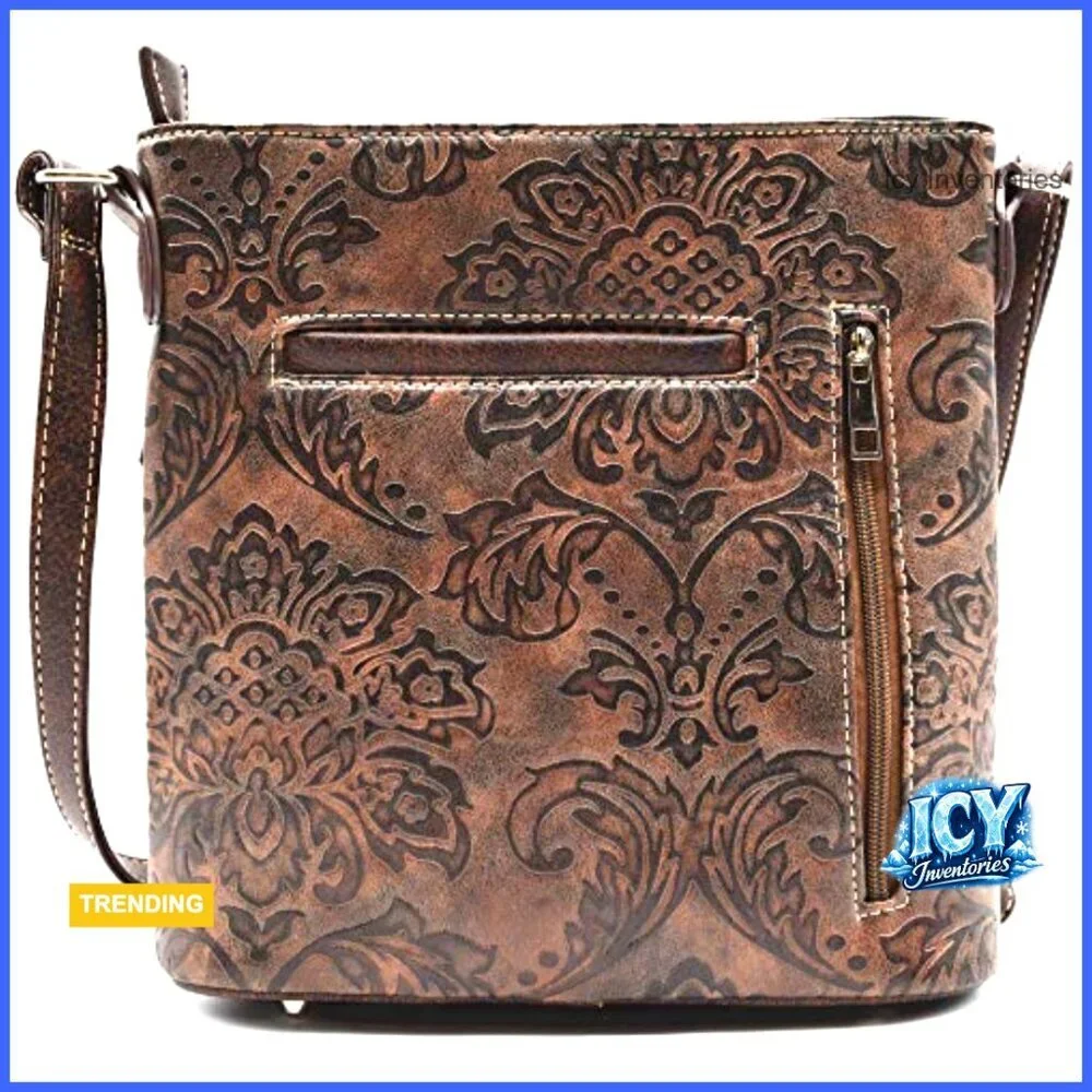 Faux Leather Fringe Crossbody Bag with Adjustable Strap and Pockets